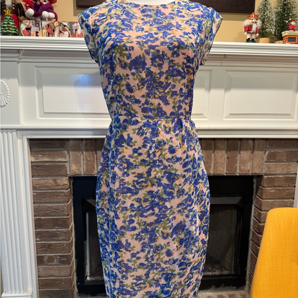 Modcloth Floral Blue and Green Dress